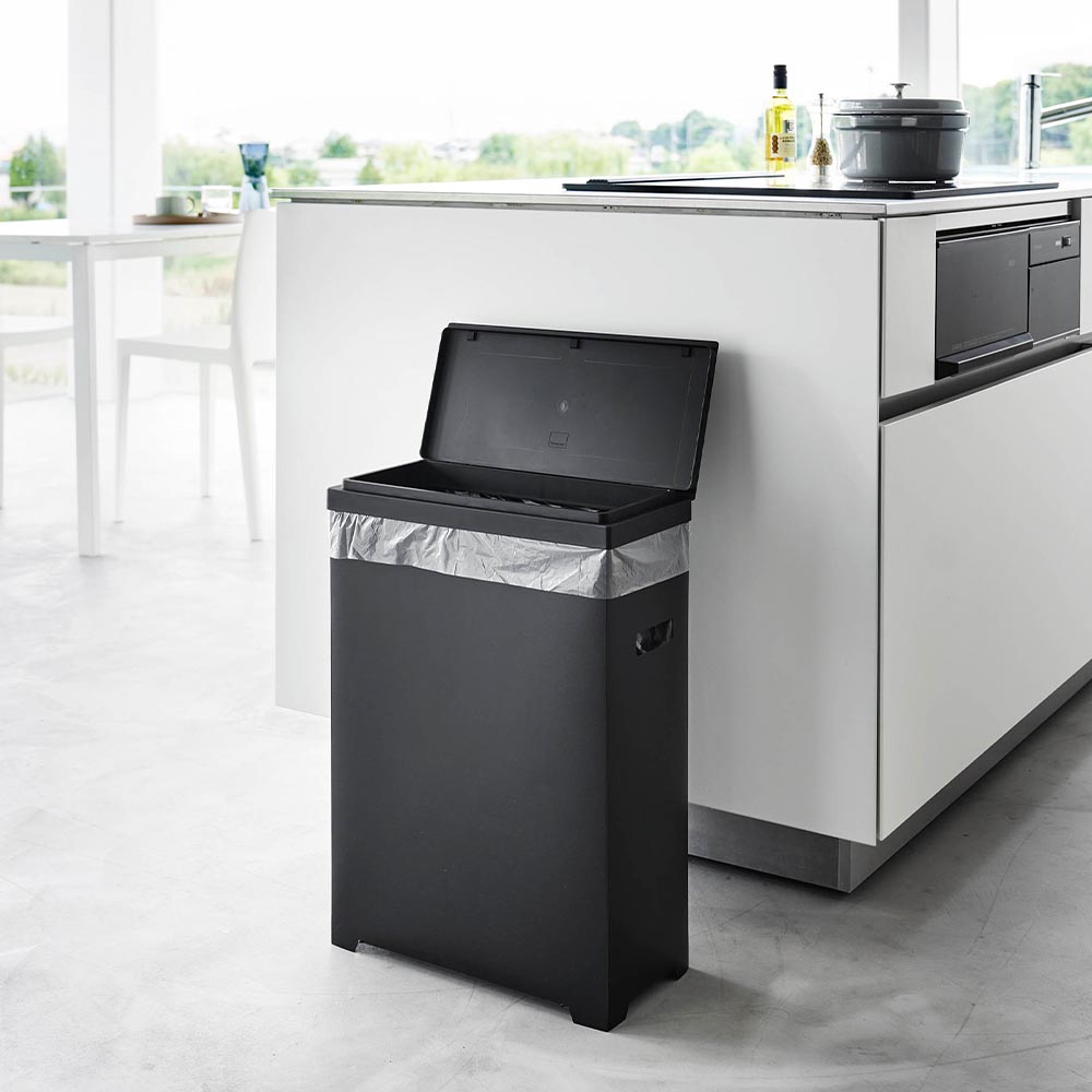 山崎実業 tower 山崎実業 スリム蓋付きゴミ箱 タワー 横開きタイプ ホワイト