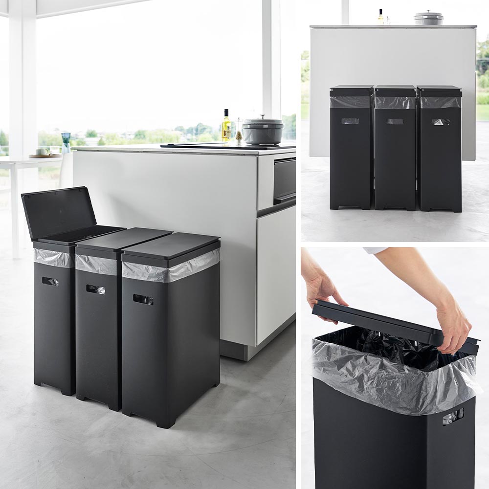 tower 山崎実業 スリム蓋付きゴミ箱 タワー 横開きタイプ 2個組