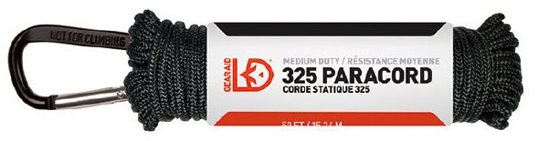 トレッキング キャンプ BBQ GEAR AID（ギアエイド） ADVENTURE TOOL 325パラコード50ft ブラック 13247