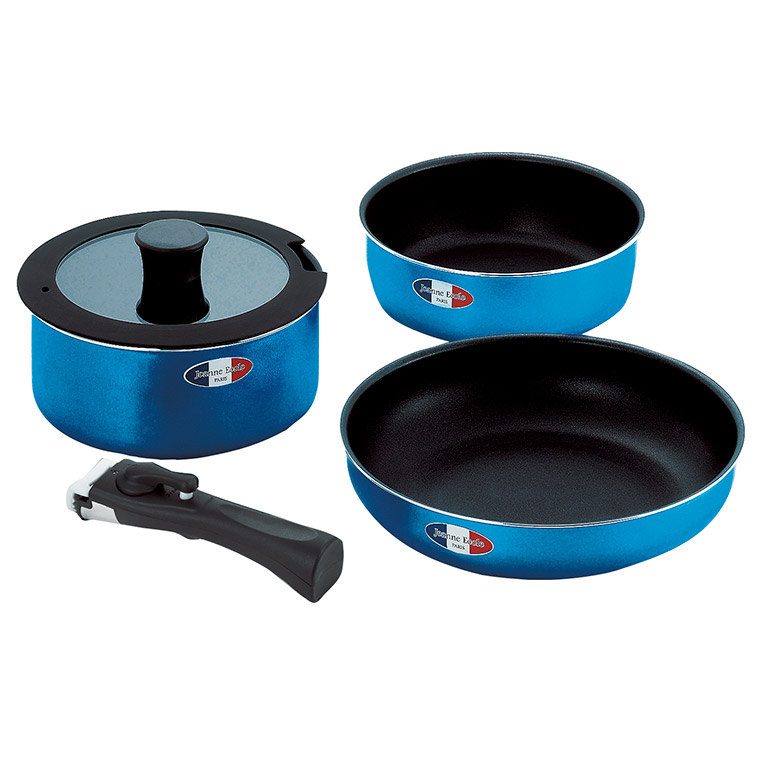 タマハシ ジャンヌ・エコール 着脱ハンドル鍋3点セット IH対応 JE-122R