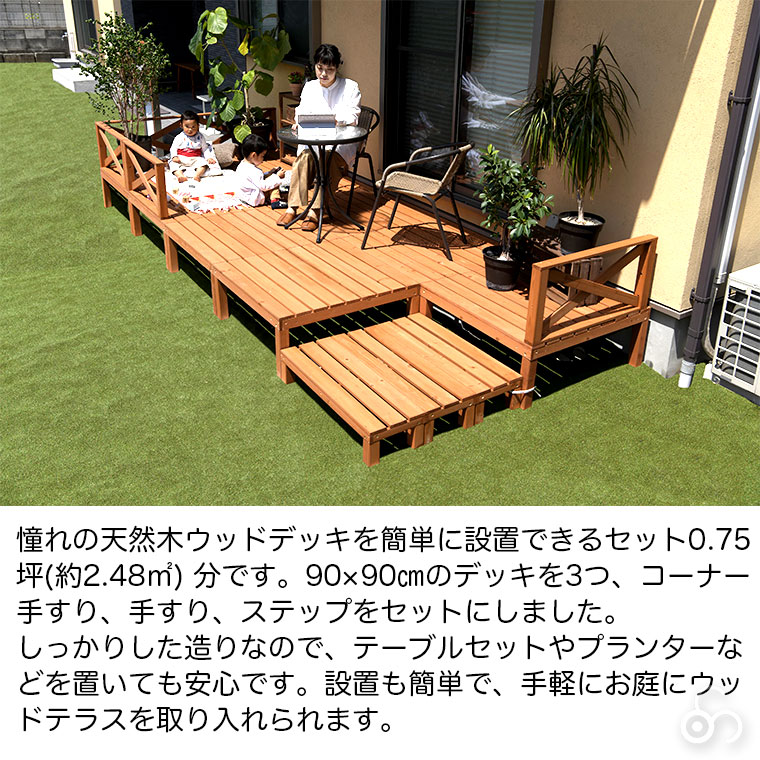 リビングアウト 天然木 ウッドデッキセット 0.75坪(約2.48m2) 谷村実業