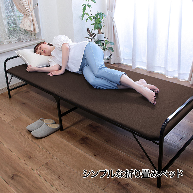 谷村実業 シンプルベッド 折り畳み 下部収納 コンパクト シングル
