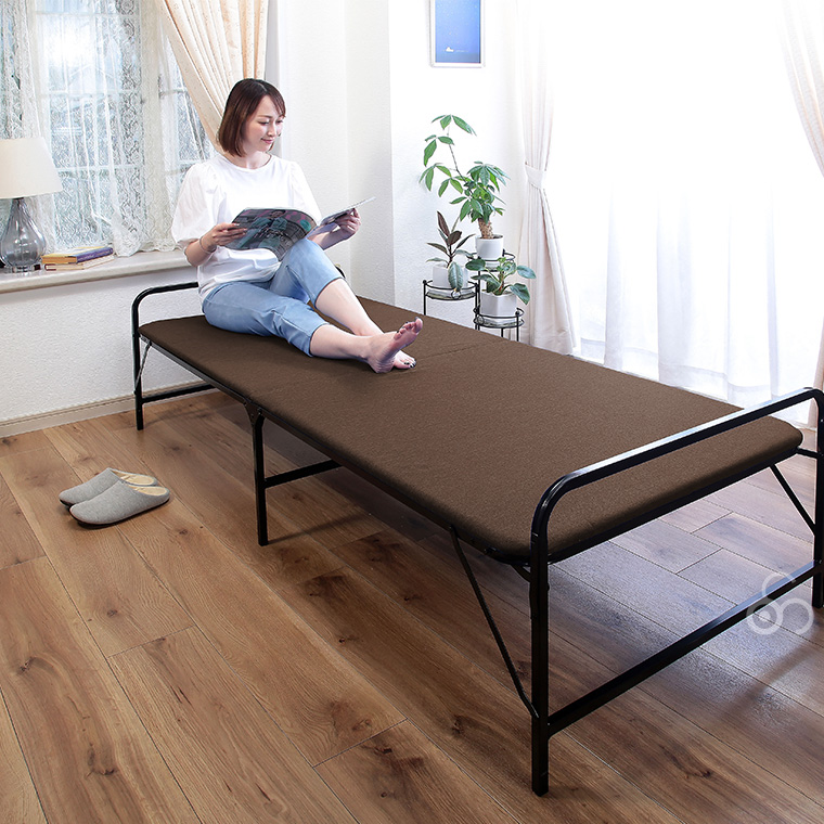 谷村実業 シンプルベッド 折り畳み 下部収納 コンパクト シングルベッド 寝具 リビング 寝室 4582732652178