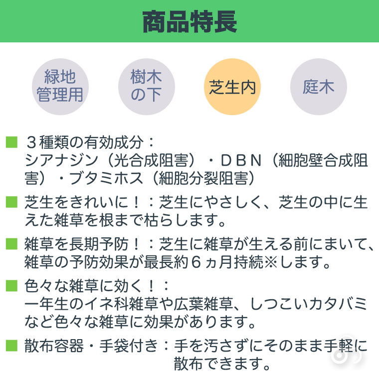 芝生 除草剤 マイターフ シバニードロング粒剤 1.4? 4975292604853
