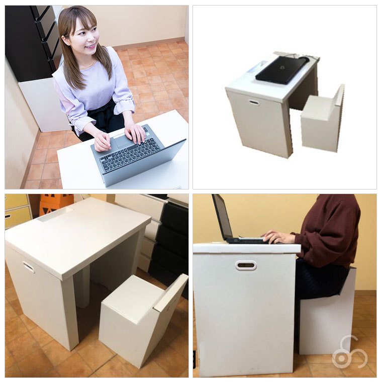 マツダ紙工業 段ボール製テレワークデスクセット : サンワ マツダ紙工業 段ボール製テレワークデスクセット : サンワ