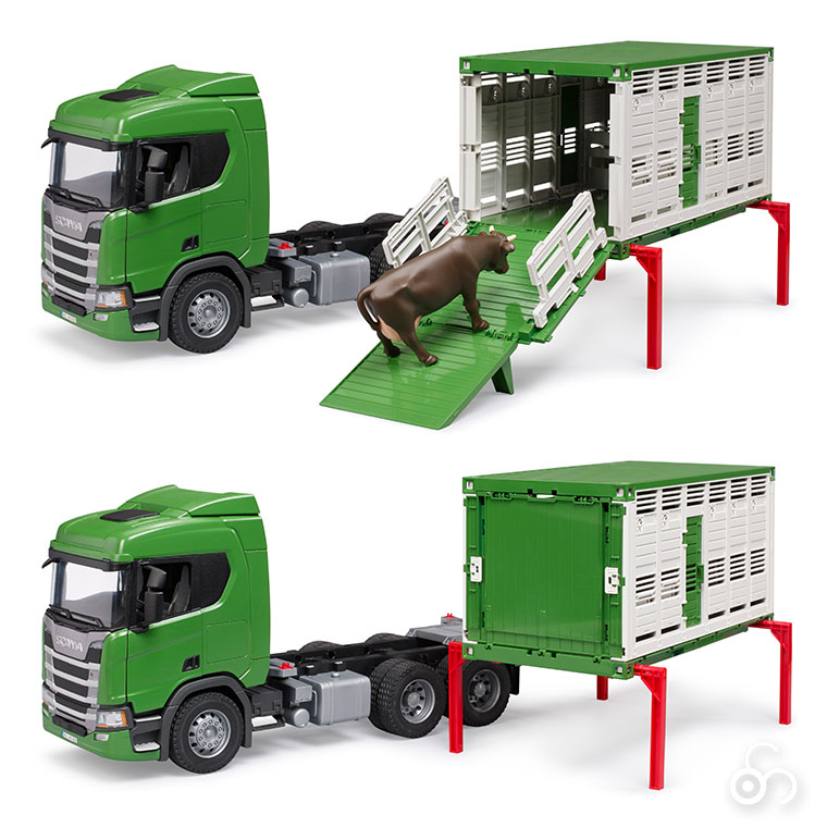 おまけ付) ブルーダー SCANIA 牛運搬トラック (牛付き) BR03548