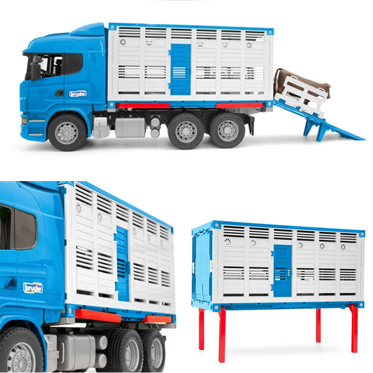 当店限定プレゼント付) bruder ブルーダー SCANIA 牛運搬トラック＆牛 