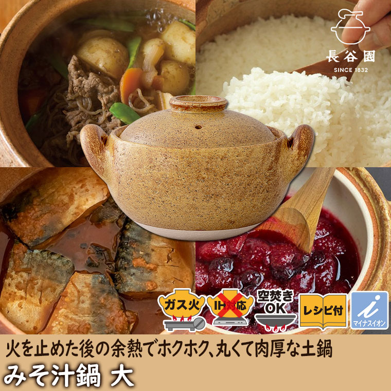 長谷園 伊賀焼 みそ汁鍋 大 ACT-31 味噌汁用土鍋 7号 (鍋、グリル