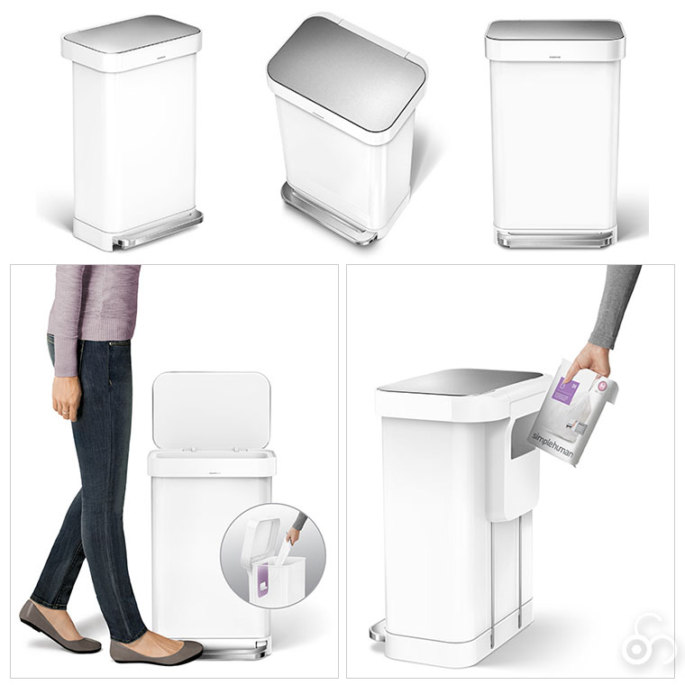 simplehuman レクタンギュラ-ステップカン 45L ホワイト CW2027