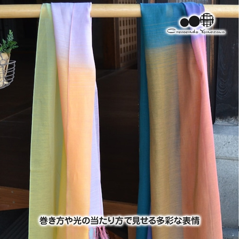 クレッシェンド ヨネザワ シルク コットン シャンブレー〈ピーコック