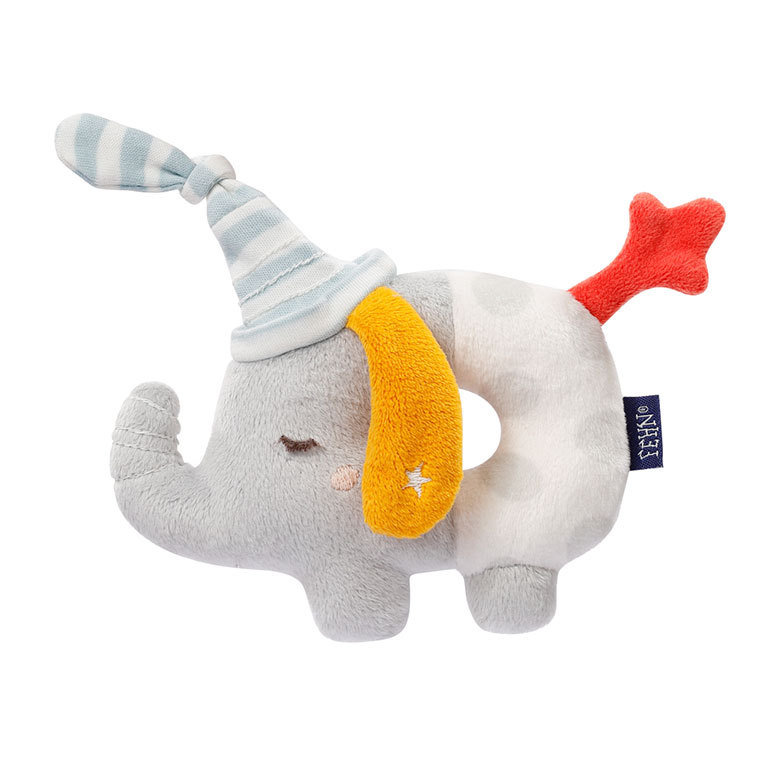 フェーン ナイトラトル・エレファント Fehn FE53111 ベビー 赤ちゃん 知育玩具 ガラガラ ラトル 出産祝い 0歳 1歳 布のおもちゃ