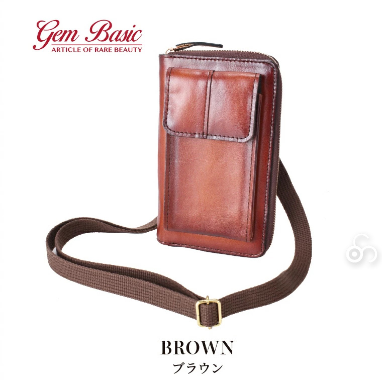 Gem Basic ジェムベーシック 牛革シャドー スマホショルダーバッグ 