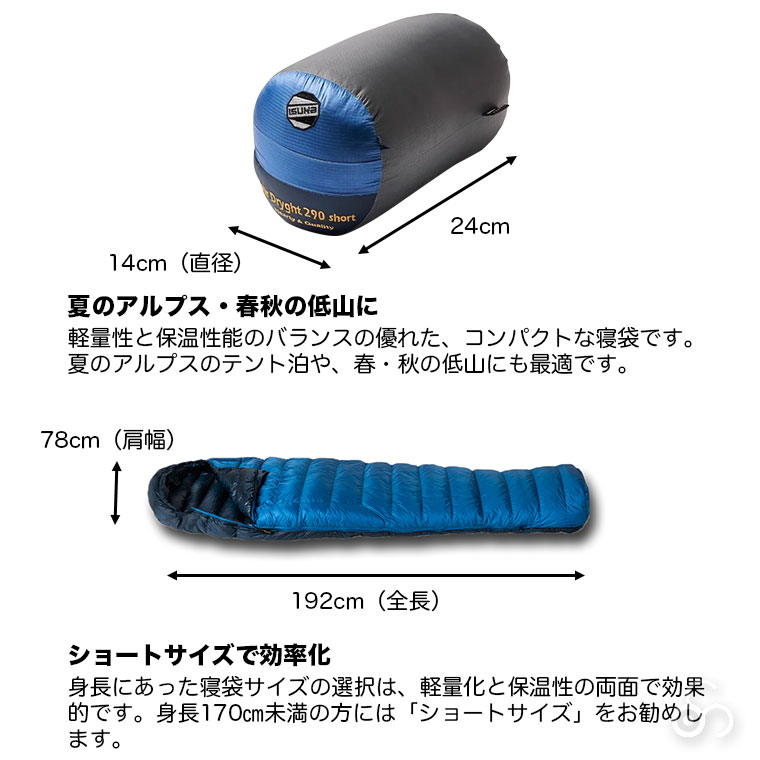 AIR DRYGHT イスカ 寝袋 エアドライト 290 ショート マミー型 撥