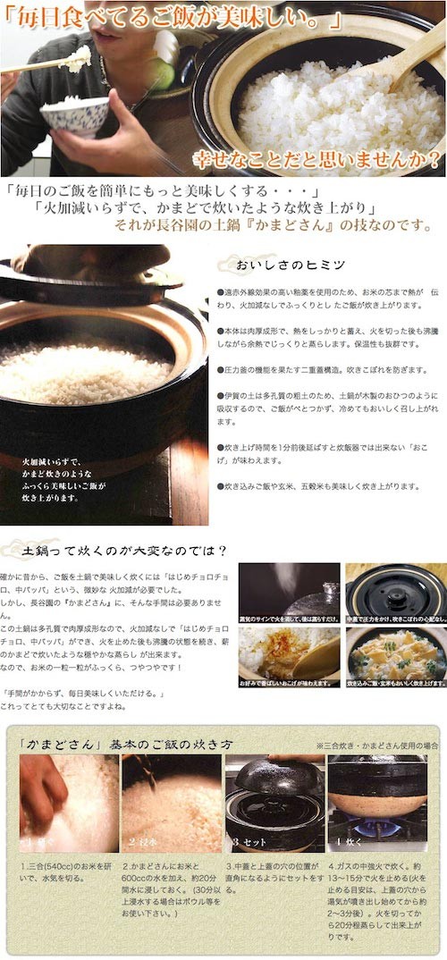 長谷園 伊賀焼 かまどさん 三合炊き 直火専用 CT-01 送料無料