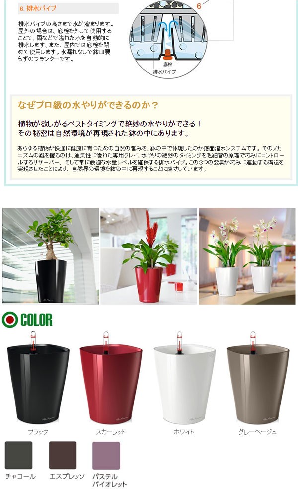 レチューザ プランター デルティーニ LE-5214B LECHUZA 底面給水 底面