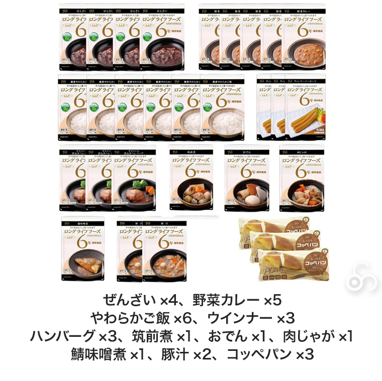 保存食セット 6年保存 LLF食品 Bセット(携行食) 1人用3日分 30食入り