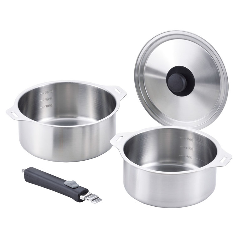 和平フレイズ 燕三 IH対応ハンドル着脱式鍋18・20cmセット EM-029 (鍋