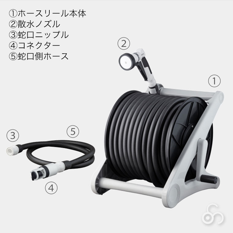 タカギ（takagi） ホースリール 50m オーロラV(CG) 50m 内径15mm 防藻 
