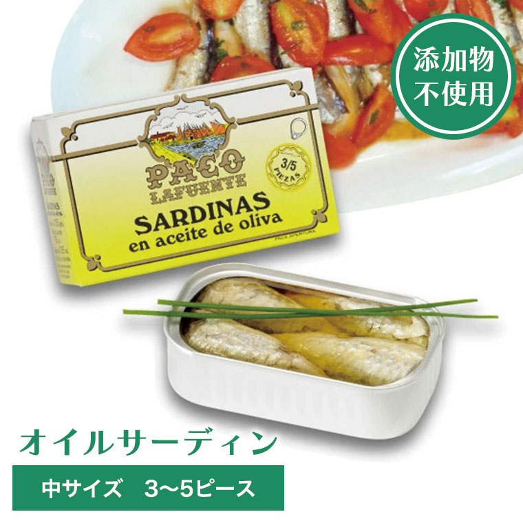 オイルサーディン(サルディーナス) 中サイズ 3から5ピース : サンワ