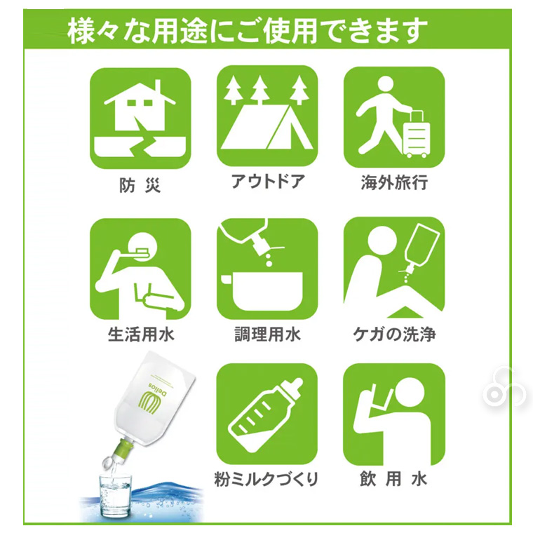 Delios 携帯用浄水器＆ウォーターパック 中空糸膜 アウトドア キャンプ 防災 災害 避難 備蓄 SD9S-2
