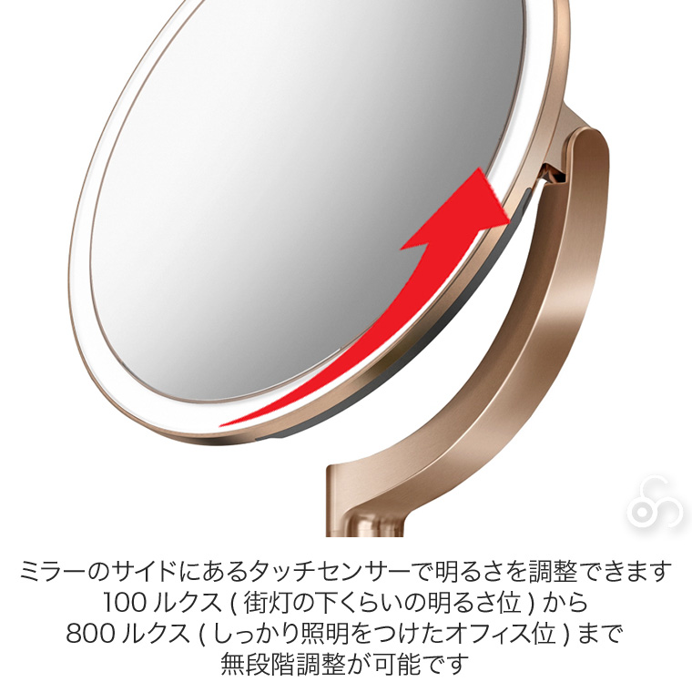 シンプルヒューマン simplehuman センサーメイクアップミラートリオ 拡大鏡 鏡 卓上 ライト付き ミラー ST3024