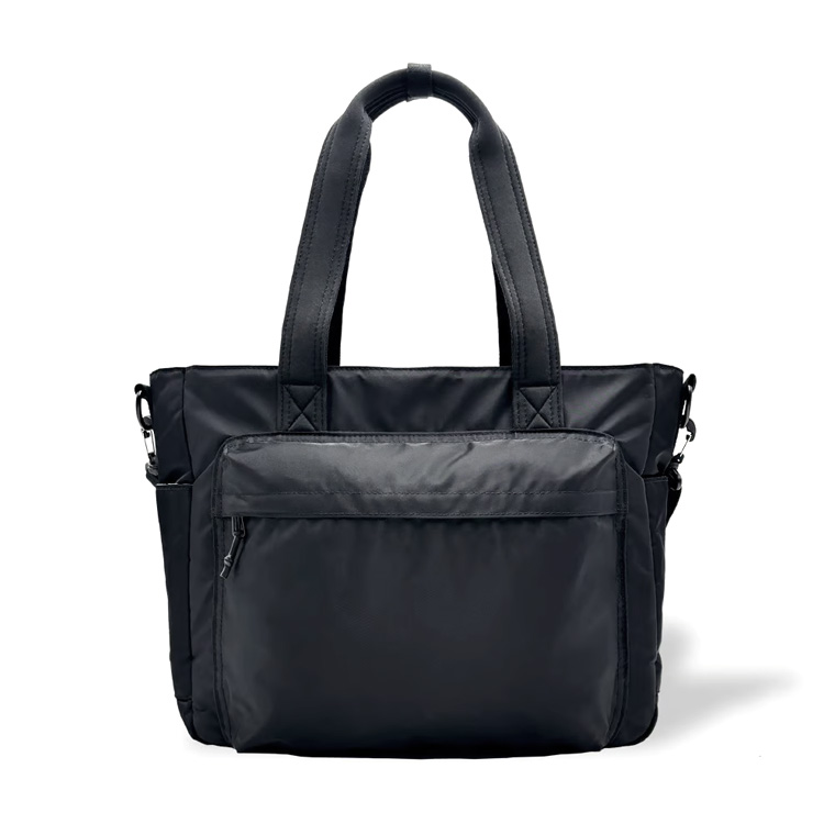 【新品】黒 合成皮革 ビジネスバッグ　エコバッグつき ハンドバッグ レディース ショルダーバッグ 2WAY レザー 本革