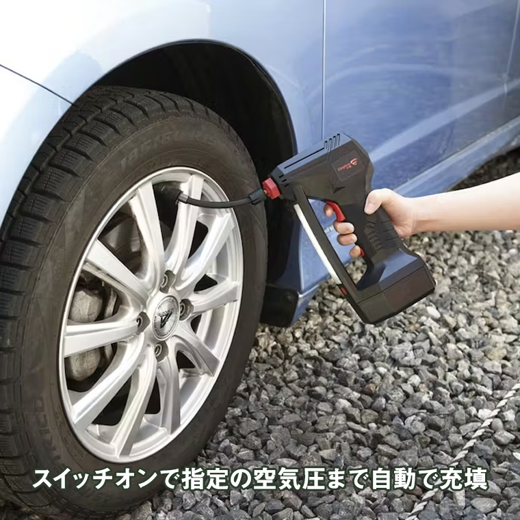 谷村実業 コードレス 電動 空気入れ コンプレッサー ポンプ タイヤ