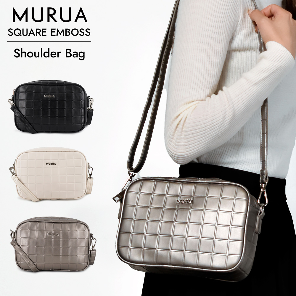 MURUA ムルーア バッグ レディース ブランド  ショルダーバッグ SQUARE EMBOSS スクエア エンボス MR-B1175｜sunart｜04