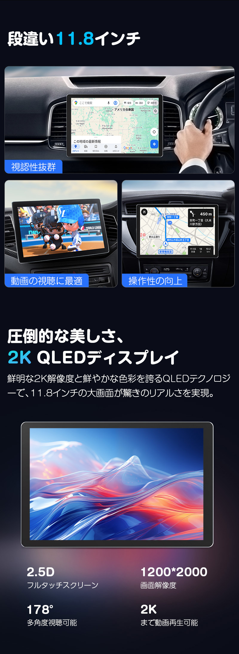 Eonon 爆買 ディスプレイオーディオ android13 11.8インチ 8+256G カー