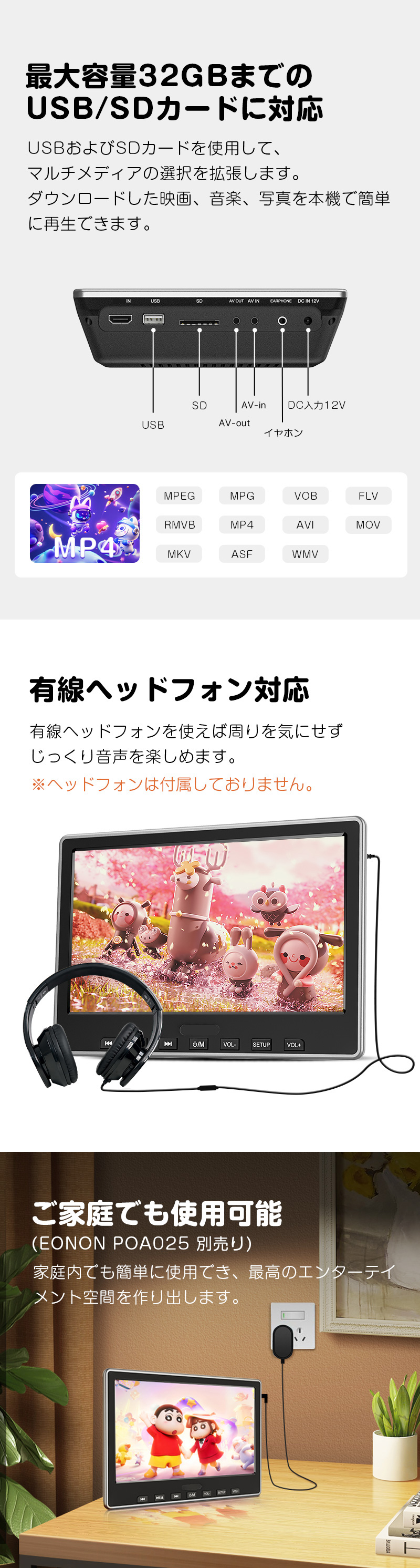 Eonon ヘッドレストモニター 2台セット 10.1インチ DVDプレーヤー DVD