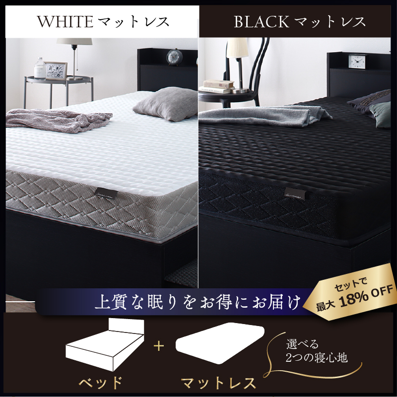 ベッド 黒 セミダブルベッド 収納付き 黒い ブラック おしゃれ かっこいい ベット 収納 収納ベッド 棚 コンセント ベッドフレーム マットレス付き セミダブル |  | 15