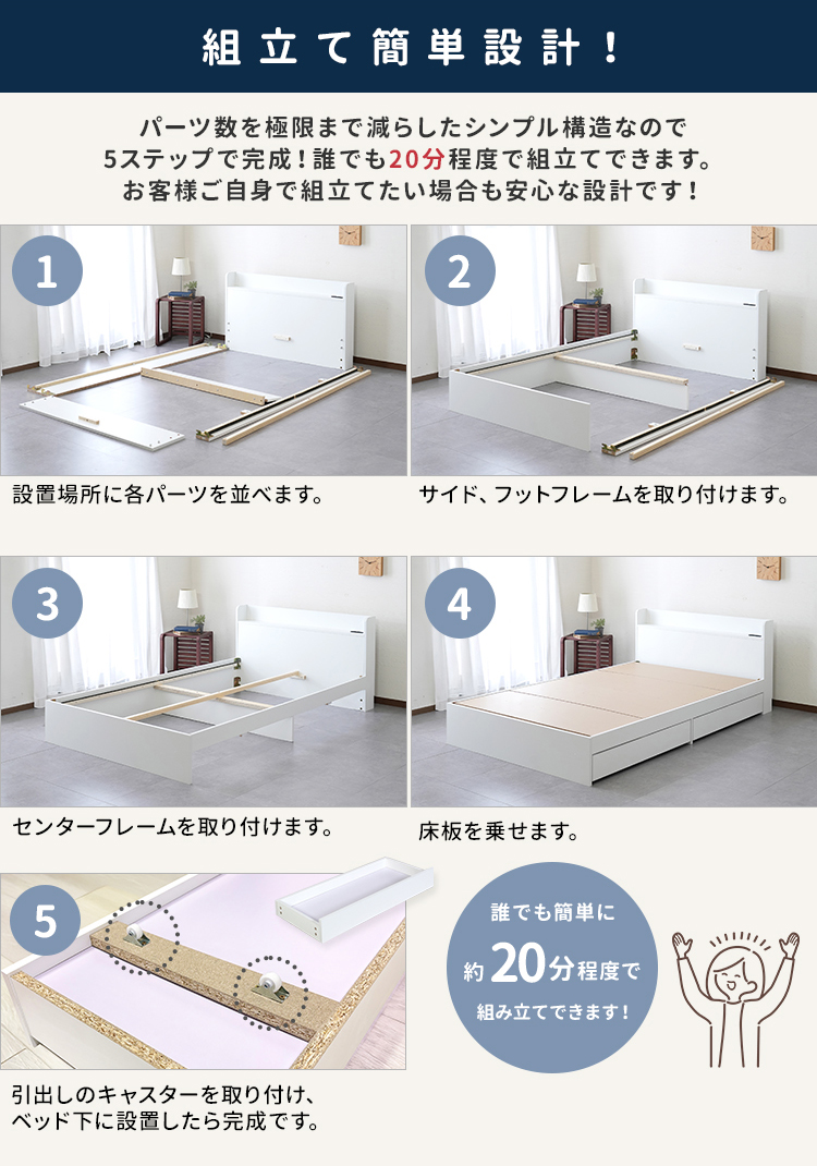 組立・設置サービス付き】ベッドフレーム クイーンサイズ クイーン