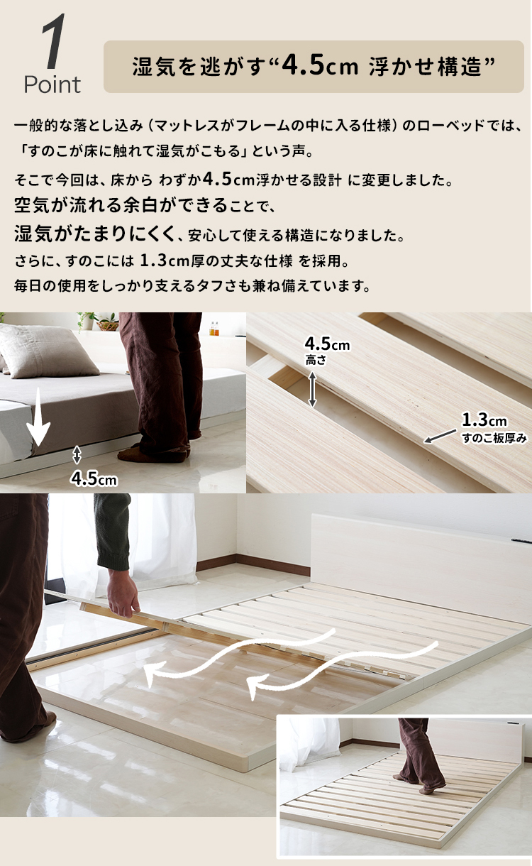 ベッド ダブル マットレス付き OR ベッドフレーム 収納 白 黒 セット