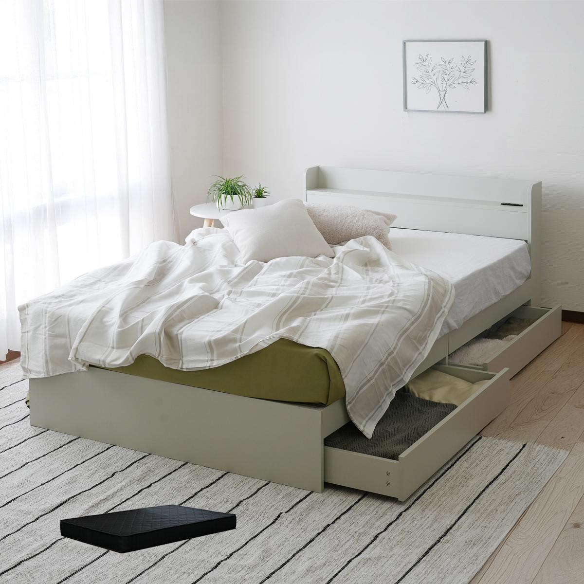 クイーンベッド マットレス付き 安い 収納 クイーンサイズ ベッド 収納