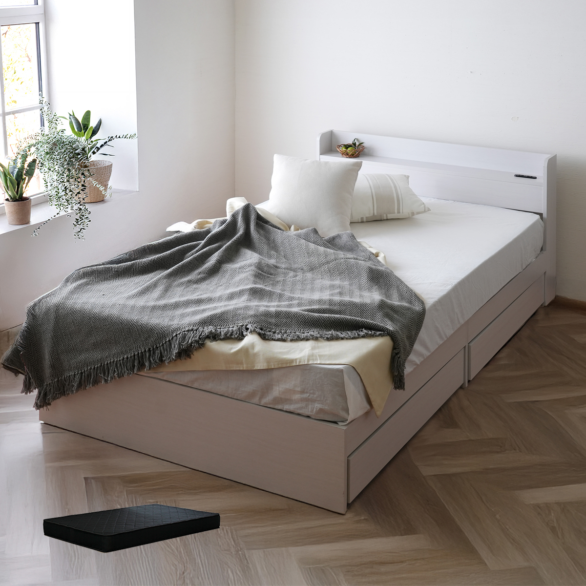 クイーンベッド マットレス付き 安い 収納 クイーンサイズ ベッド 収納