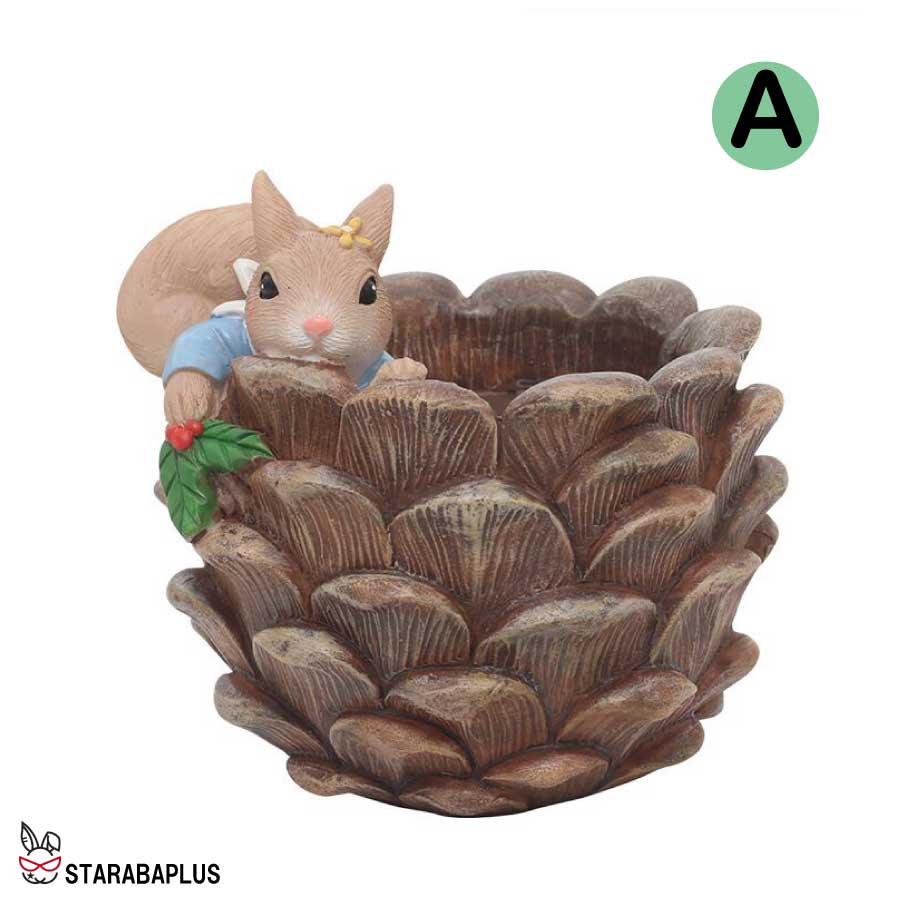 植木鉢 リス りす 母の日 ガーデニングオブジェ 鉢植え フラワープランター 多肉植物　サボテン ミニ プランター おしゃれ 可愛い 送料無料 |  | 01