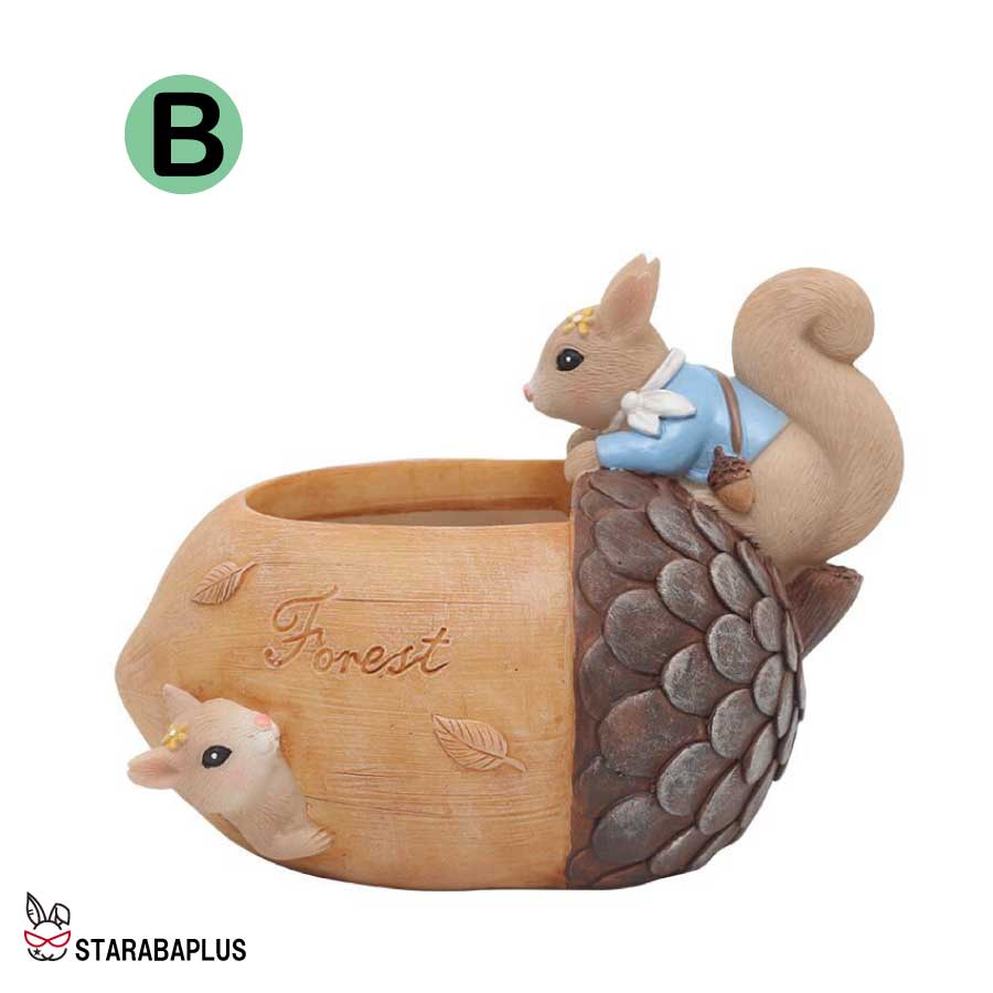 植木鉢 リス りす 母の日 ガーデニングオブジェ 鉢植え フラワープランター 多肉植物　サボテン ミニ プランター おしゃれ 可愛い 送料無料 |  | 02