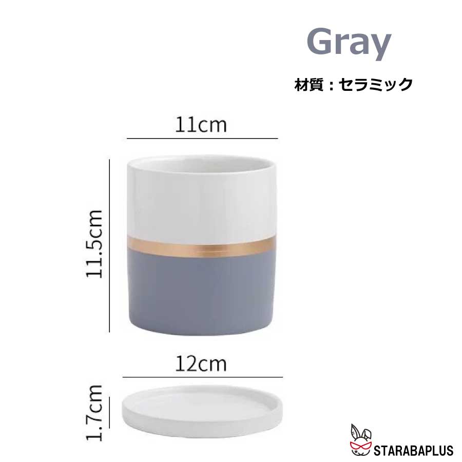 陶器鉢 植木鉢 おしゃれ 鉢植え プランター 円筒形 室内鉢 受け皿付き 穴あり 多肉植物 観葉植物鉢 送料無料 |  | 01