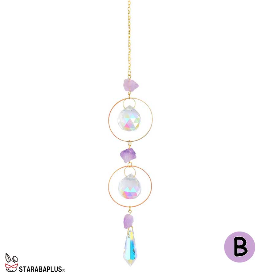 サンキャッチャー 多面的 水晶ボール  星月 窓玄関 飾り キラキラ 開運 人気 運気 幸運 恋愛 風水アップ 車内装飾 手作 送料無料 |  | 02