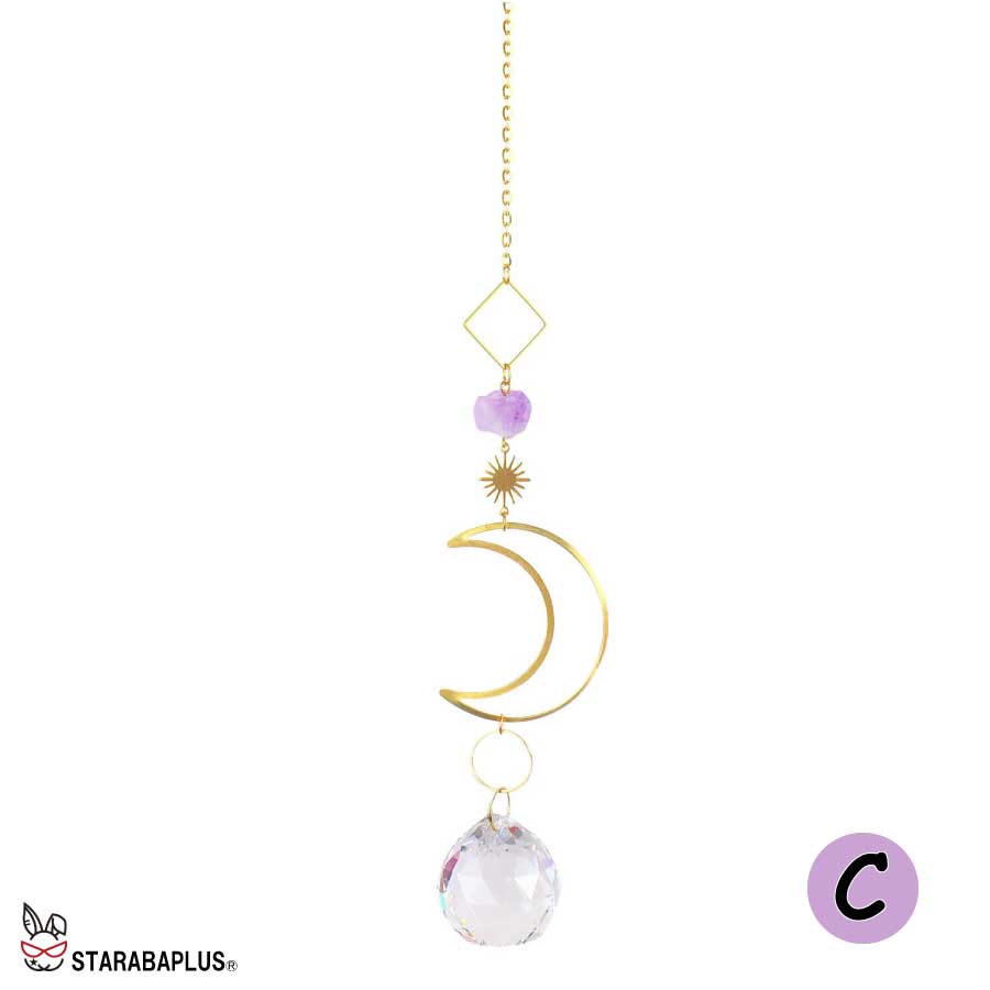 サンキャッチャー 多面的 水晶ボール  星月 窓玄関 飾り キラキラ 開運 人気 運気 幸運 恋愛 風水アップ 車内装飾 手作 送料無料 |  | 03