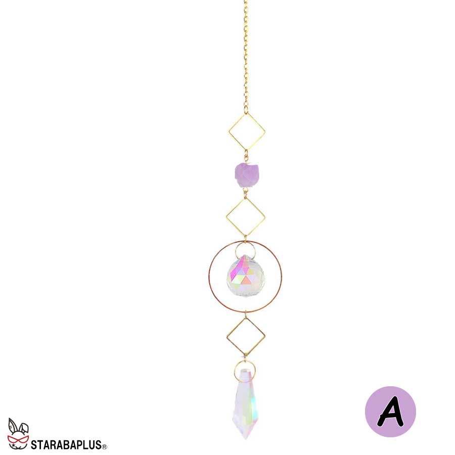 サンキャッチャー 多面的 水晶ボール  星月 窓玄関 飾り キラキラ 開運 人気 運気 幸運 恋愛 風水アップ 車内装飾 手作 送料無料 |  | 01