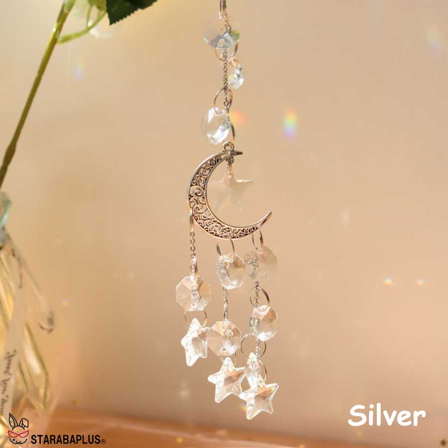 サンキャッチャー 多面的 水晶ボール  星月 窓玄関 飾り キラキラ 開運 人気 運気 幸運 恋愛 風水アップ 車内装飾 手作 送料無料 |  | 02