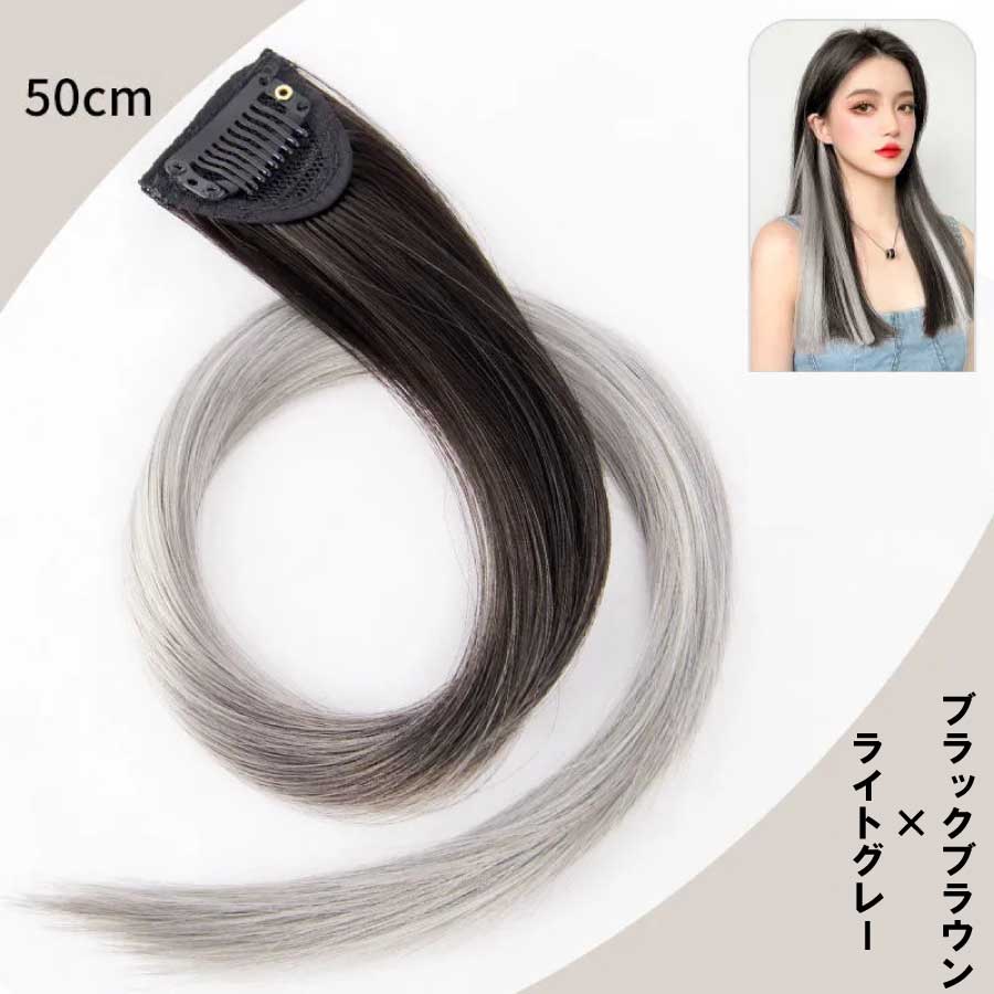 カラーエクステ 2本セット ウィッグ グラデーション インナーカラー ワンタッチ おしゃれ 付け髪 50cm 簡単 使いやすい ポイントウィッグ コスプレ 送料無料 |  | 01