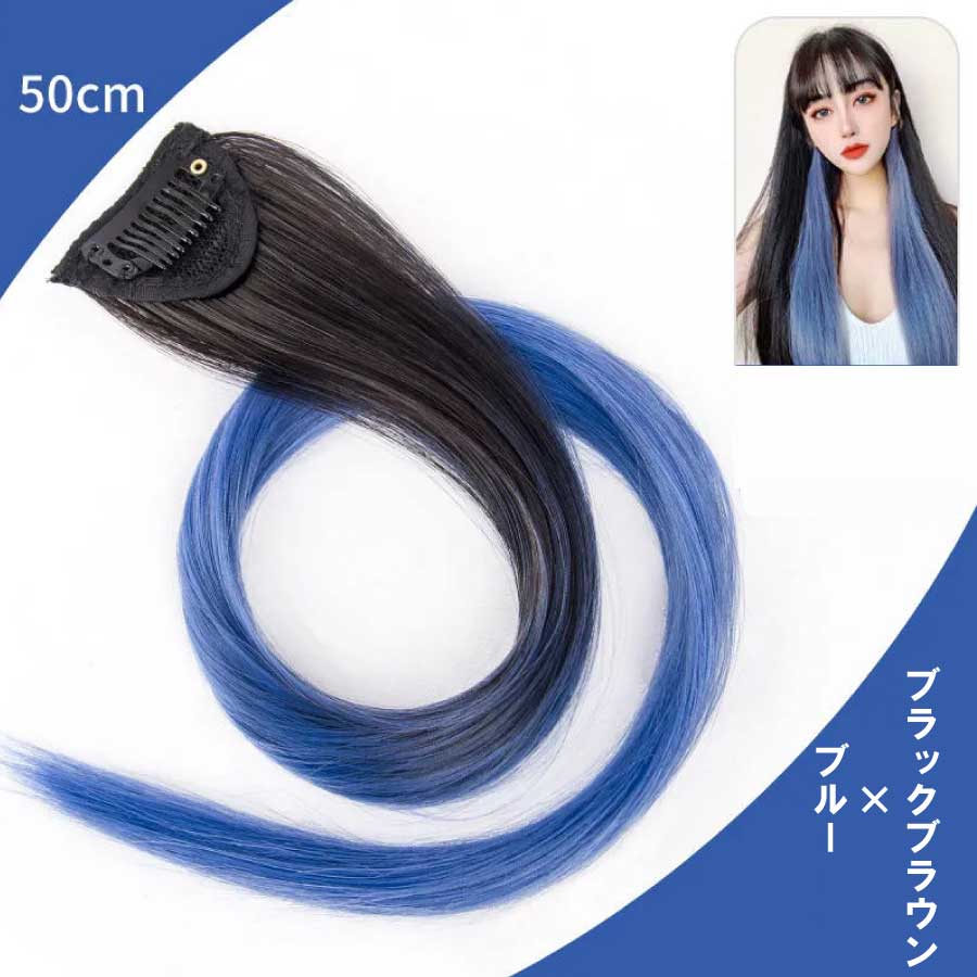 カラーエクステ 2本セット ウィッグ グラデーション インナーカラー ワンタッチ おしゃれ 付け髪 50cm 簡単 使いやすい ポイントウィッグ コスプレ 送料無料 |  | 06