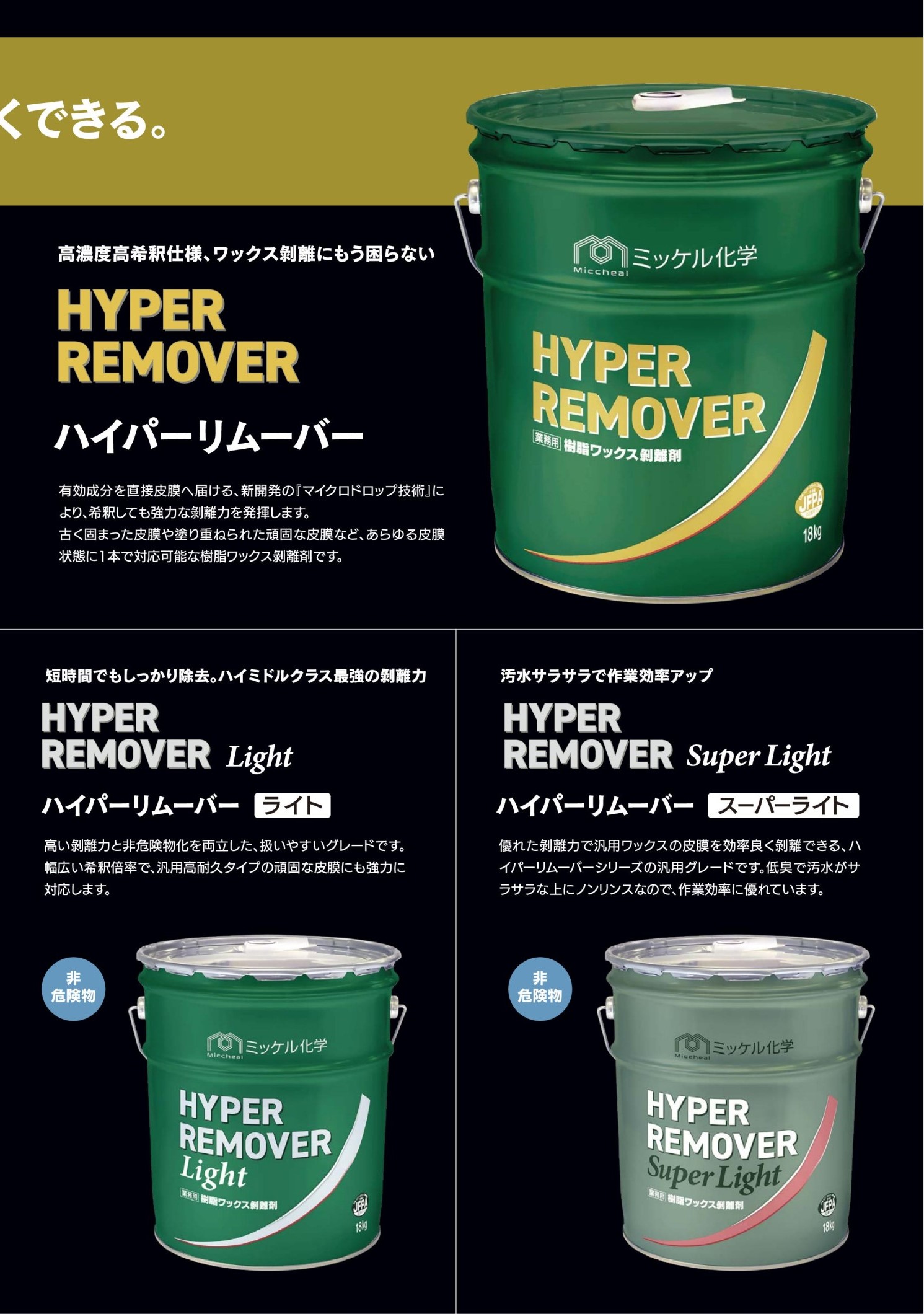HYPER REMOVER 剥離剤　ハイパーリムーバー　床用 ミッケル化学 ハイパーリムーバーNEO 18kg 床用ワックス剥離剤 の通販