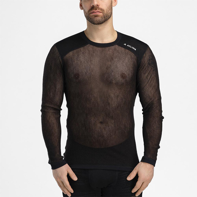 ACLIMA アクリマ WOOLNET CREW NECK　XSサイズ　ブラック WOOLNET CREW NECK | フルマークスストア-北欧アウトドア用品