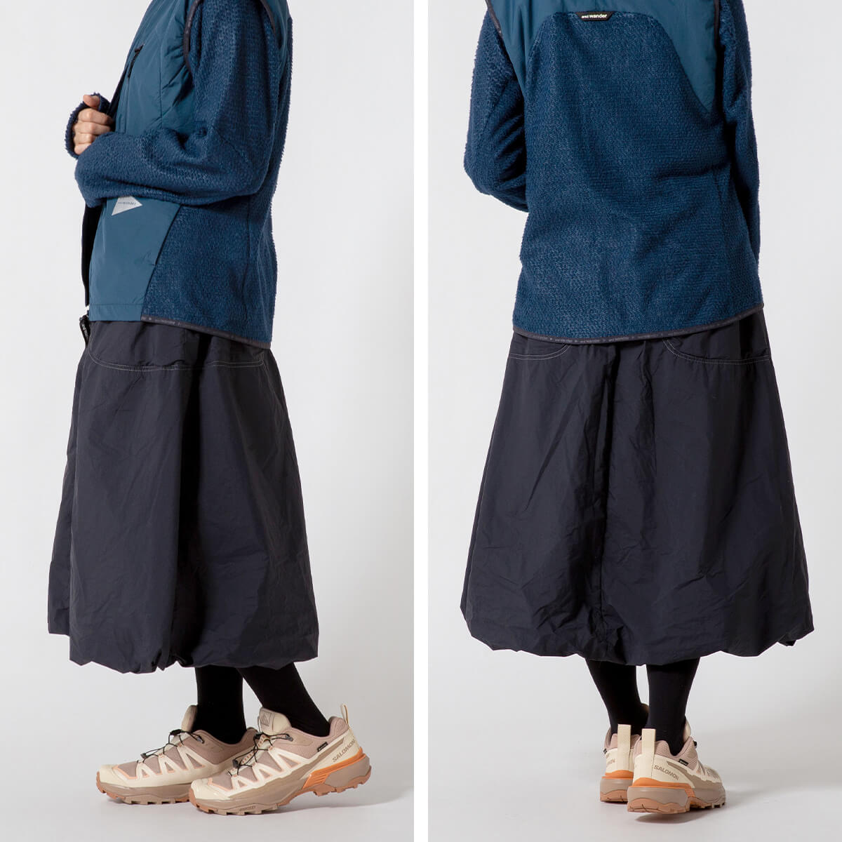 and wander（アンドワンダー） オクタフラッフィースカート