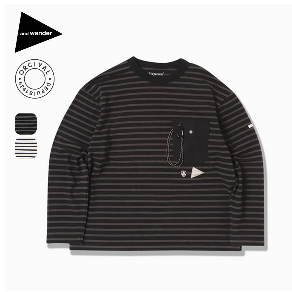 and wander アンドワンダー オーシバルL/S T 5745184092 and wander（アンドワンダー） オーシバルL/S T 5745184092 ORCIVAL LS