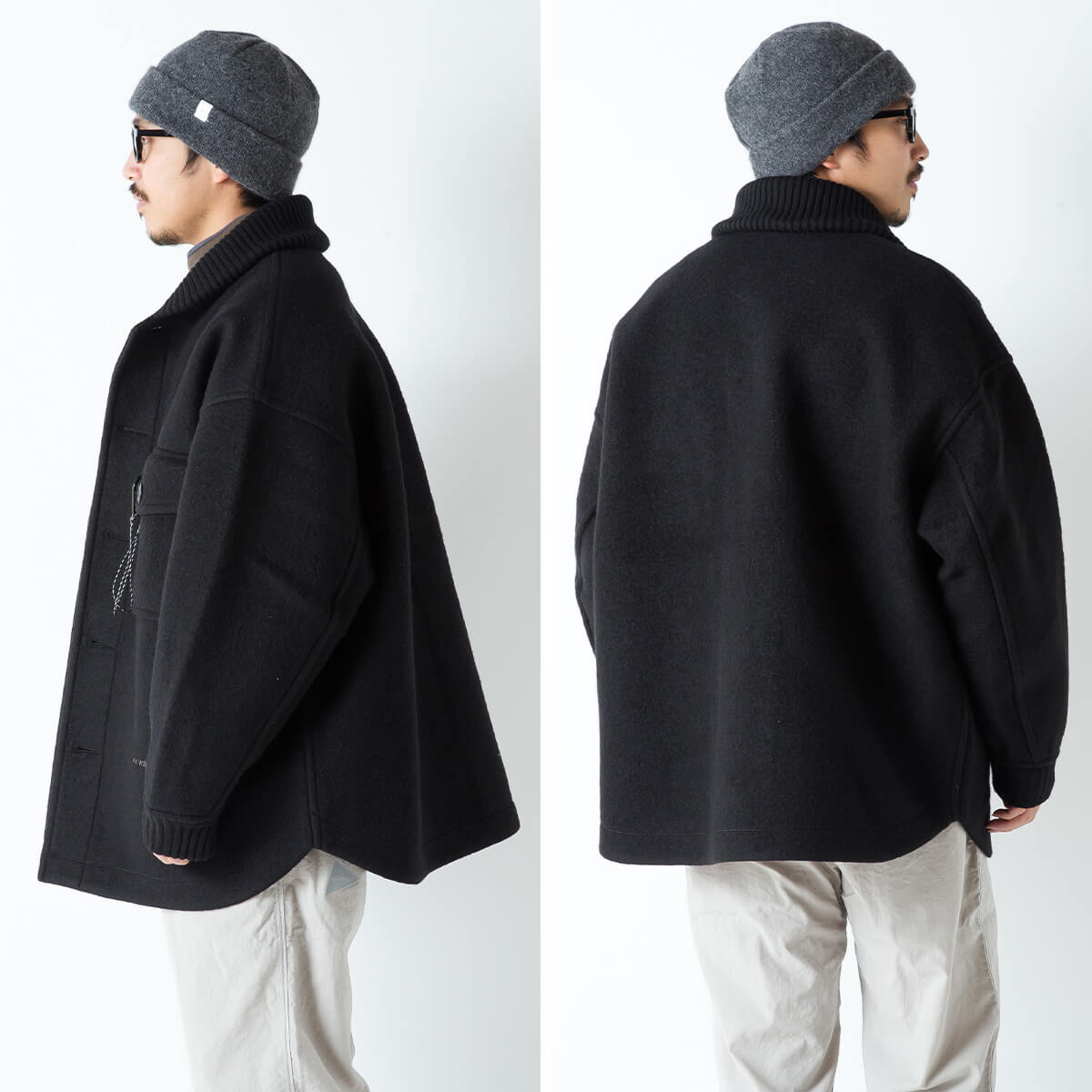 and wander（アンドワンダー） ウールシャギージャケットロング