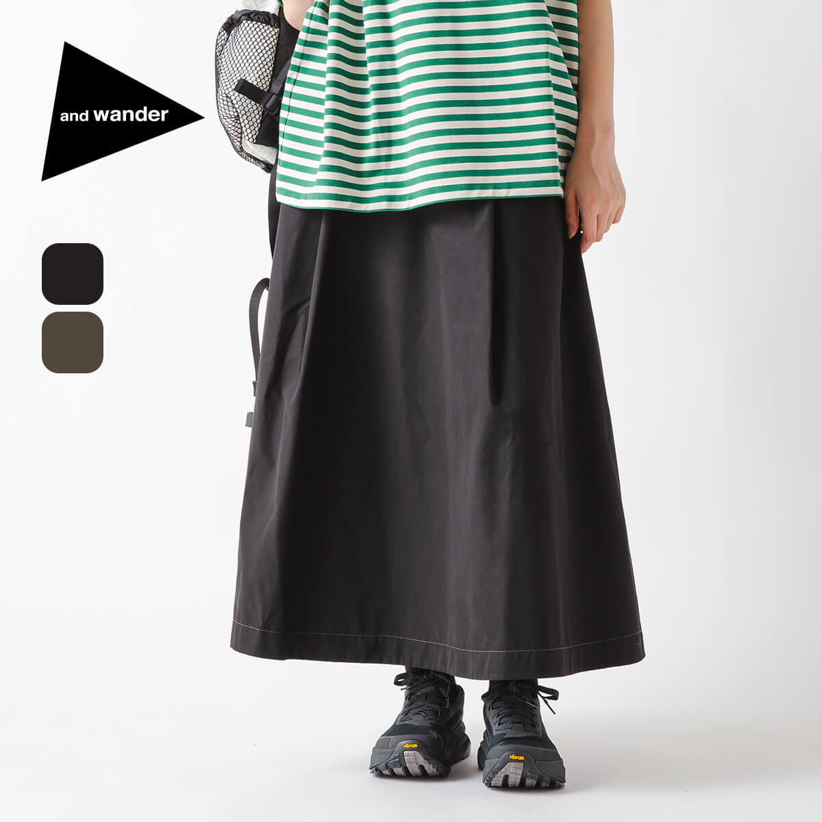 and wander アンドワンダー ハイカウントクロススカート【ウィメンズ】 5745282100 and wander（アンドワンダー） ハイカウントクロススカート ウィメンズ